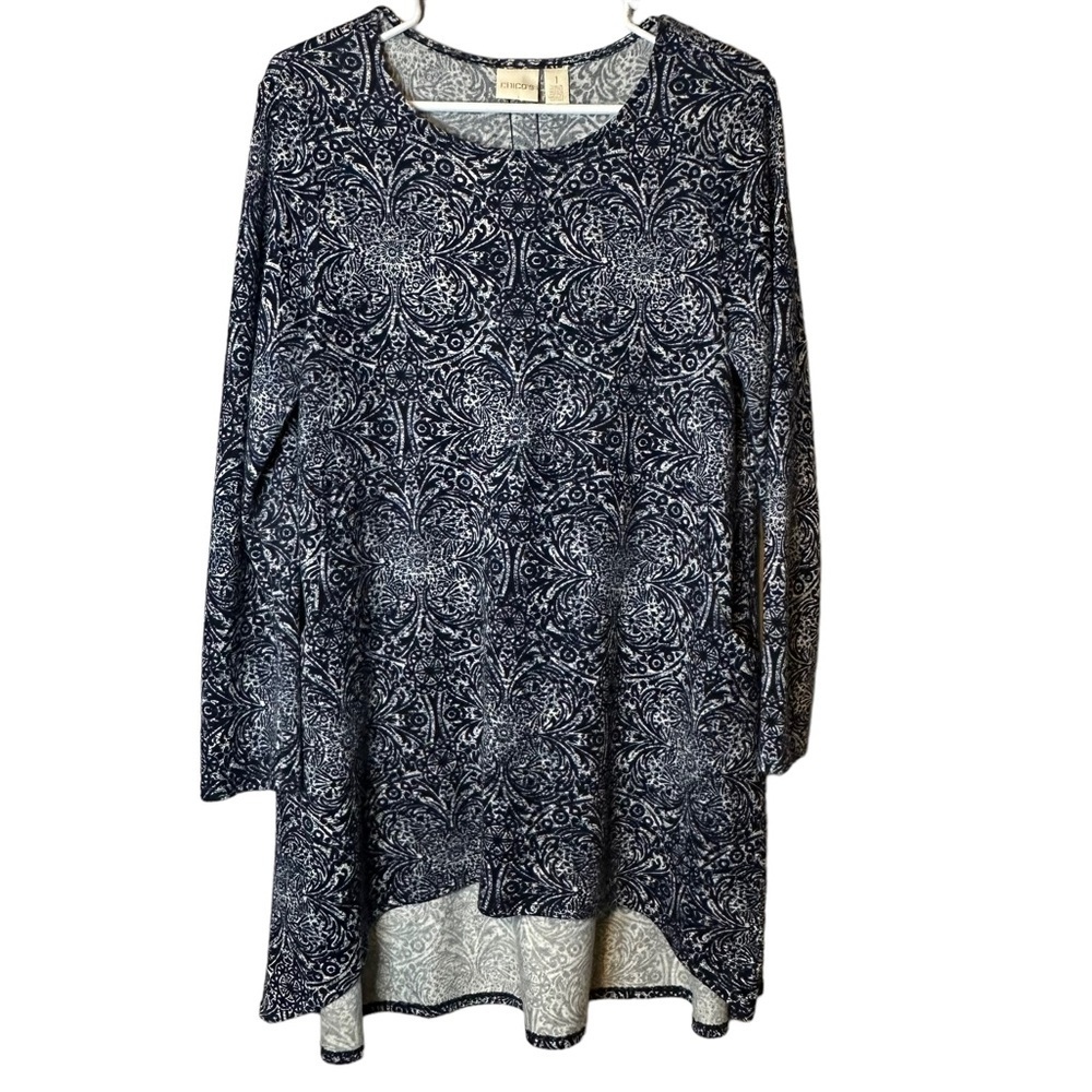Chico’s Denim Medallion Button-Back Tunic Vanity Size 1/US Medium #570232153
